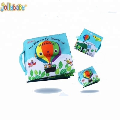 Jollybaby high quality coloring kids sound books, cloth soft book toys with sound effects for baby