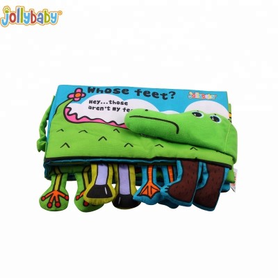 Jollybaby high quality hot sale educational baby toys infant soft cloth fabric sample book