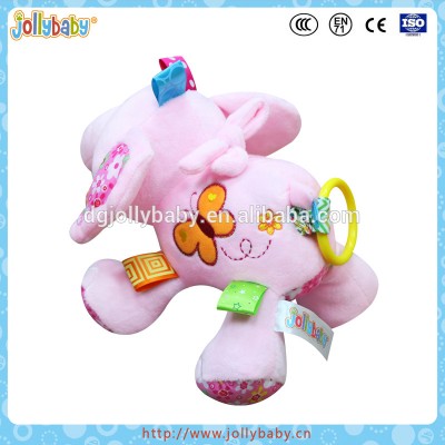 Australian Jollybaby Plush Animals Pink Elephant Pull String Musical Toys For Baby and Kids