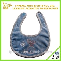 Soft material lovely blue plush baby bib custom plush baby bib for promotion