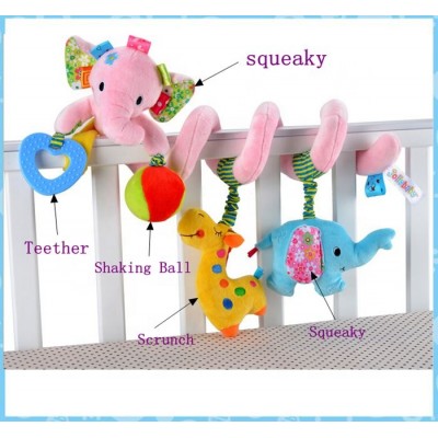 New born infant plush toy / flexible crib spiral toy